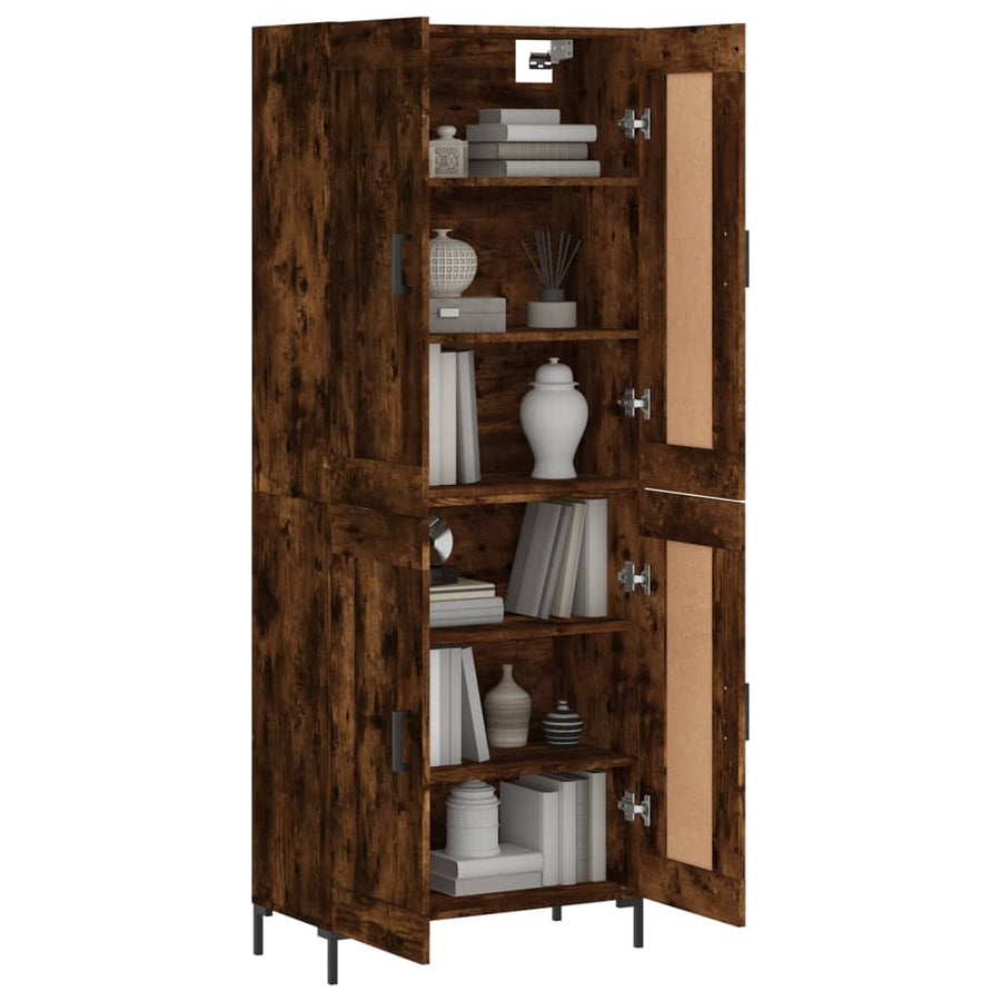 Hoge kast 69,5x34x180 cm bewerkt hout gerookt eikenkleurig