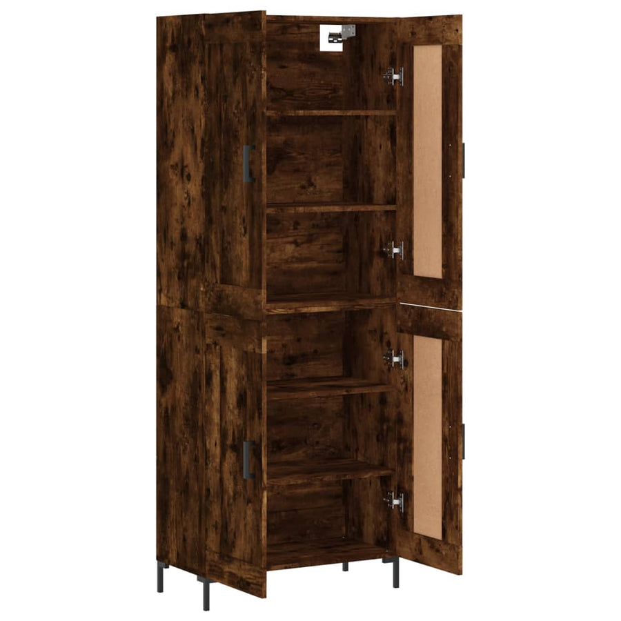 Hoge kast 69,5x34x180 cm bewerkt hout gerookt eikenkleurig