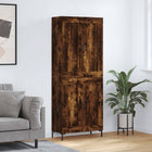 Hoge kast 69,5x34x180 cm bewerkt hout gerookt eiken