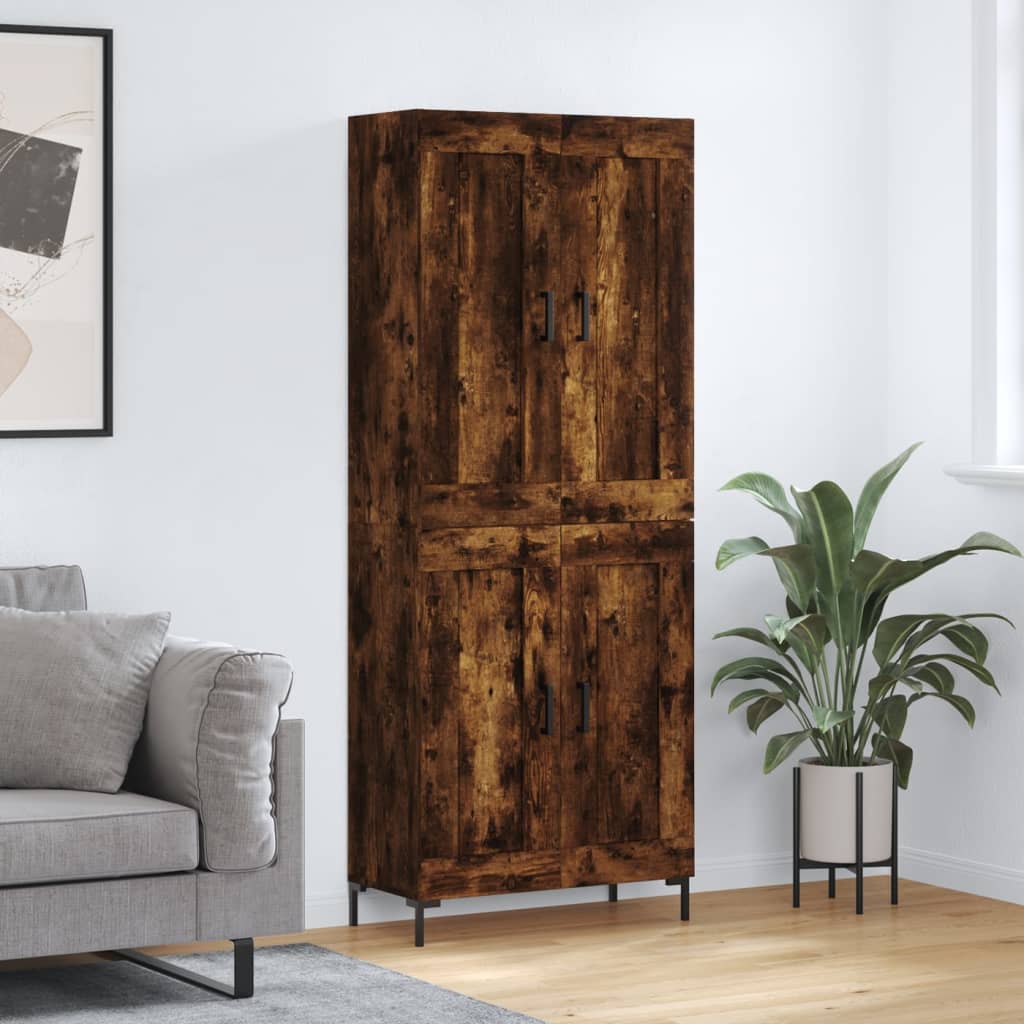 Hoge Kast 69,5X34X180 Cm Bewerkt Hout Kleurig Gerookt eiken