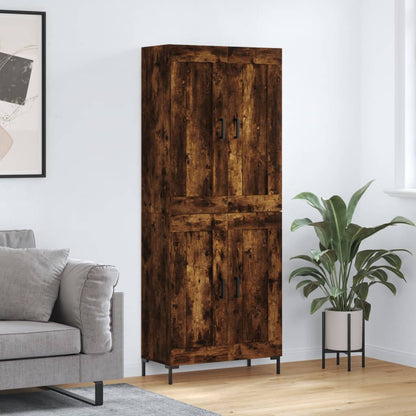 Hoge Kast 69,5X34X180 Cm Bewerkt Hout Kleurig Gerookt eiken