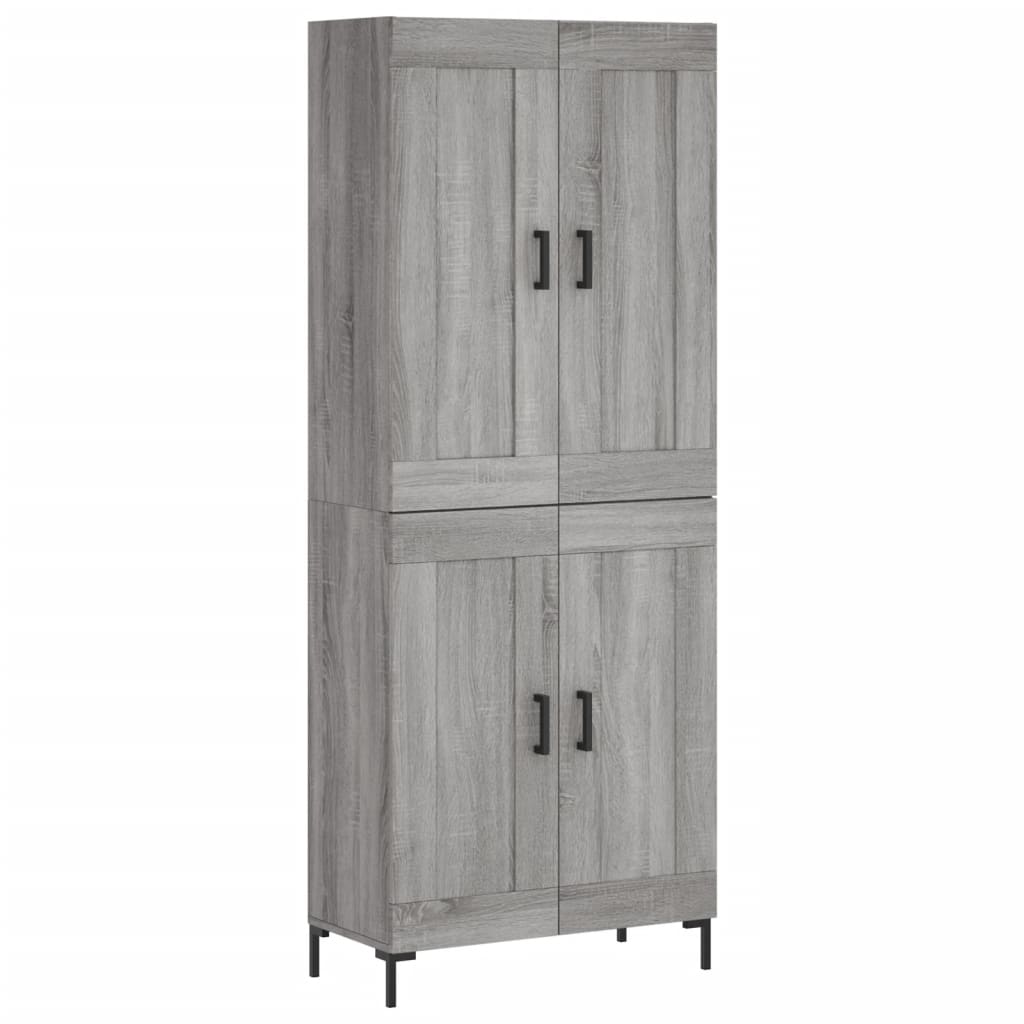 Hoge kast 69,5x34x180 cm bewerkt hout grijs sonoma eikenkleurig