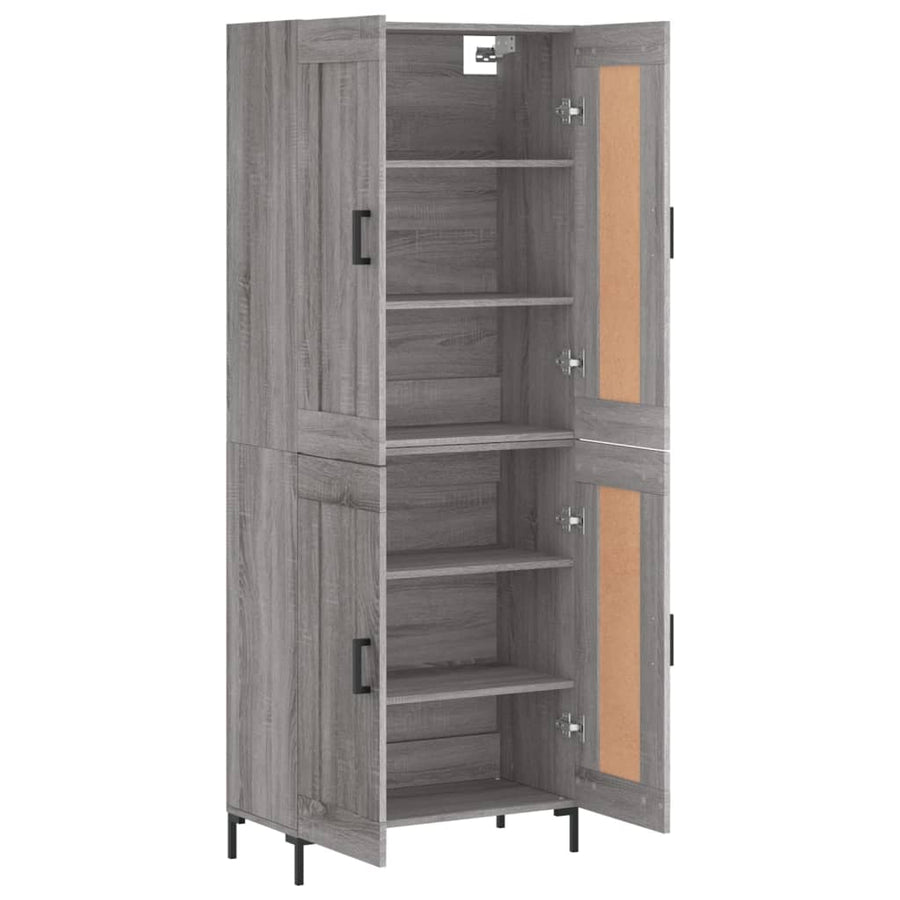 Hoge kast 69,5x34x180 cm bewerkt hout grijs sonoma eikenkleurig