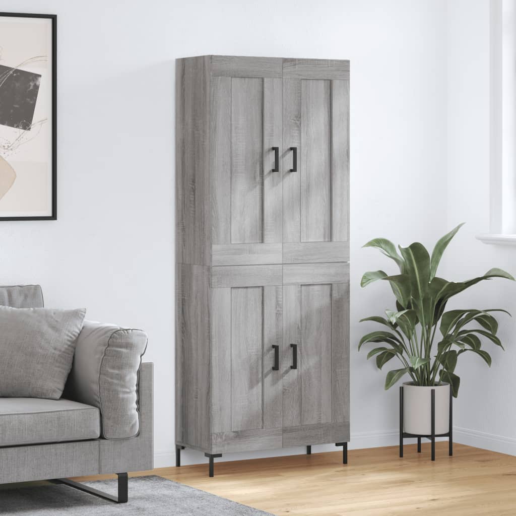 Hoge kast 69,5x34x180 cm bewerkt hout grijs sonoma eikenkleurig