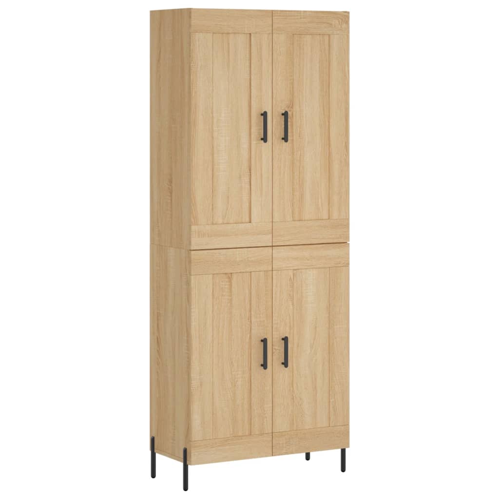 Hoge Kast 69,5X34X80 Cm Bewerkt Hout Kleurig Sonoma eiken 2 houten deuren