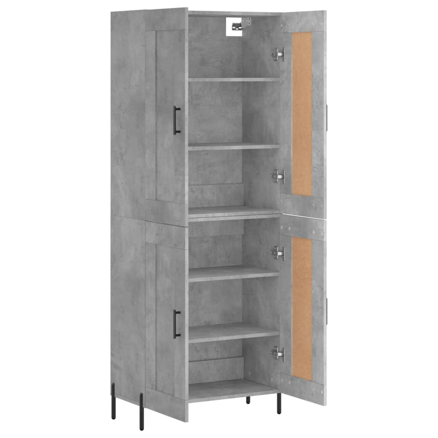 Hoge Kast 69,5X34X180 Cm Bewerkt Hout Betongrijs