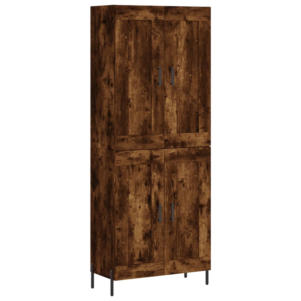 Hoge Kast 69,5X34X180 Cm Bewerkt Hout Kleurig Gerookt eiken
