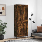 Hoge kast 69,5x34x180 cm bewerkt hout gerookt eiken