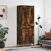 Hoge kast 69,5x34x180 cm bewerkt hout gerookt eiken