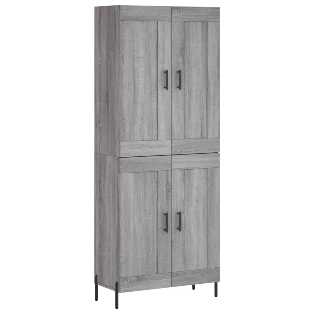 Hoge Kast 69,5X34X180 Cm Bewerkt Hout Eikenkleurig Grijs sonoma