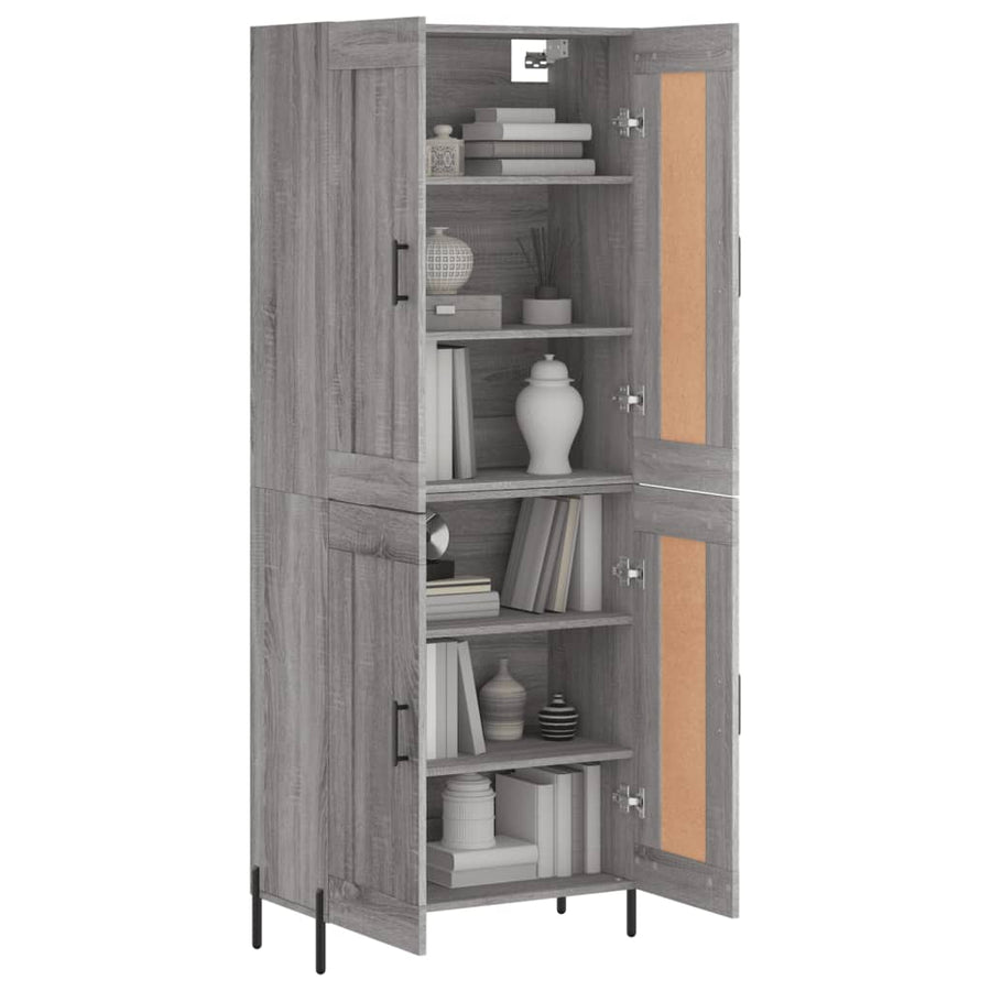 Hoge Kast 69,5X34X180 Cm Bewerkt Hout Eikenkleurig Grijs sonoma