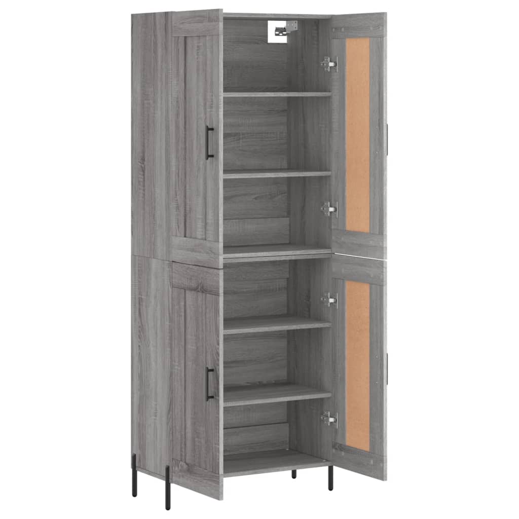 Hoge Kast 69,5X34X180 Cm Bewerkt Hout Eikenkleurig Grijs sonoma