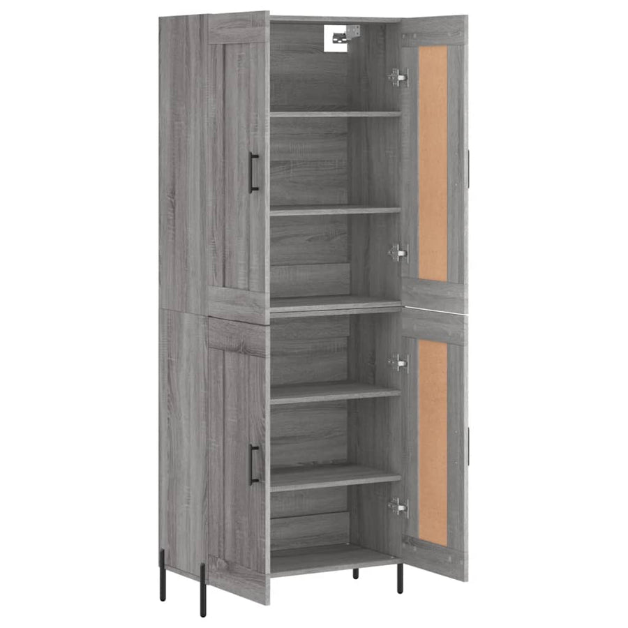 Hoge Kast 69,5X34X180 Cm Bewerkt Hout Eikenkleurig Grijs sonoma