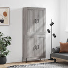 Hoge kast 69,5x34x180 cm bewerkt hout grijs