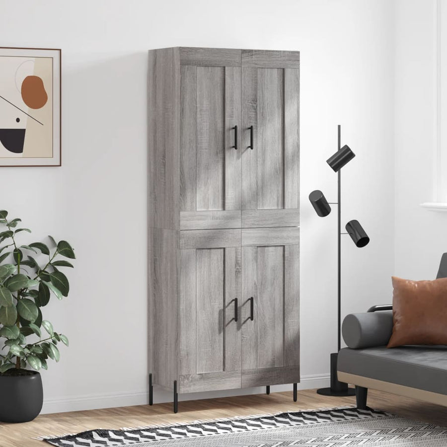 Hoge Kast 69,5X34X180 Cm Bewerkt Hout Eikenkleurig Grijs sonoma