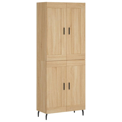Hoge Kast 69,5X34X80 Cm Bewerkt Hout Kleurig Sonoma eiken 2 houten deuren