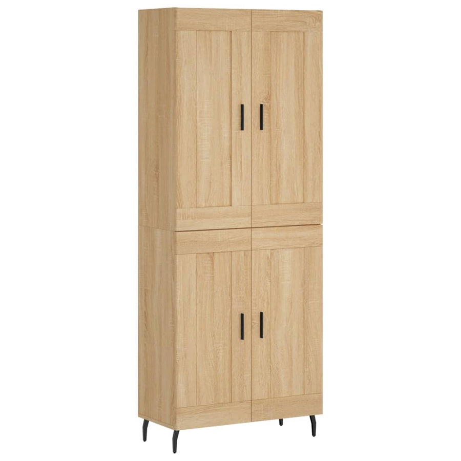 Hoge Kast 69,5X34X80 Cm Bewerkt Hout Kleurig Sonoma eiken 2 houten deuren