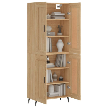Hoge Kast 69,5X34X80 Cm Bewerkt Hout Kleurig Sonoma eiken 2 houten deuren