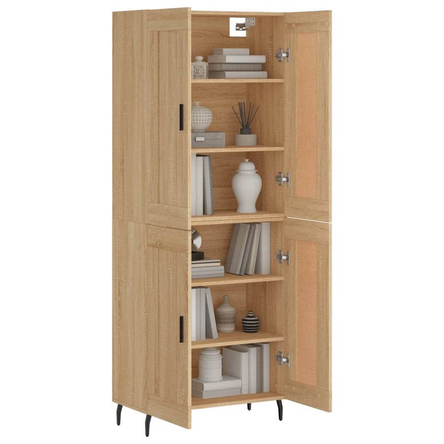 Hoge Kast 69,5X34X80 Cm Bewerkt Hout Kleurig Sonoma eiken 2 houten deuren