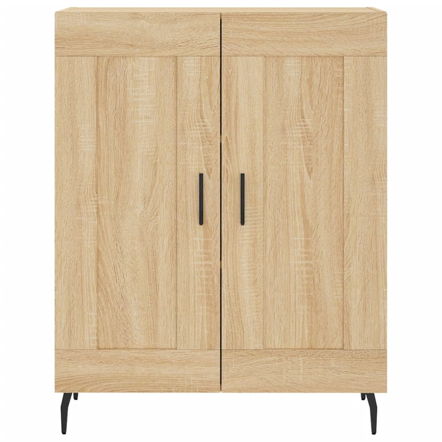 Hoge Kast 69,5X34X80 Cm Bewerkt Hout Kleurig Sonoma eiken 2 houten deuren
