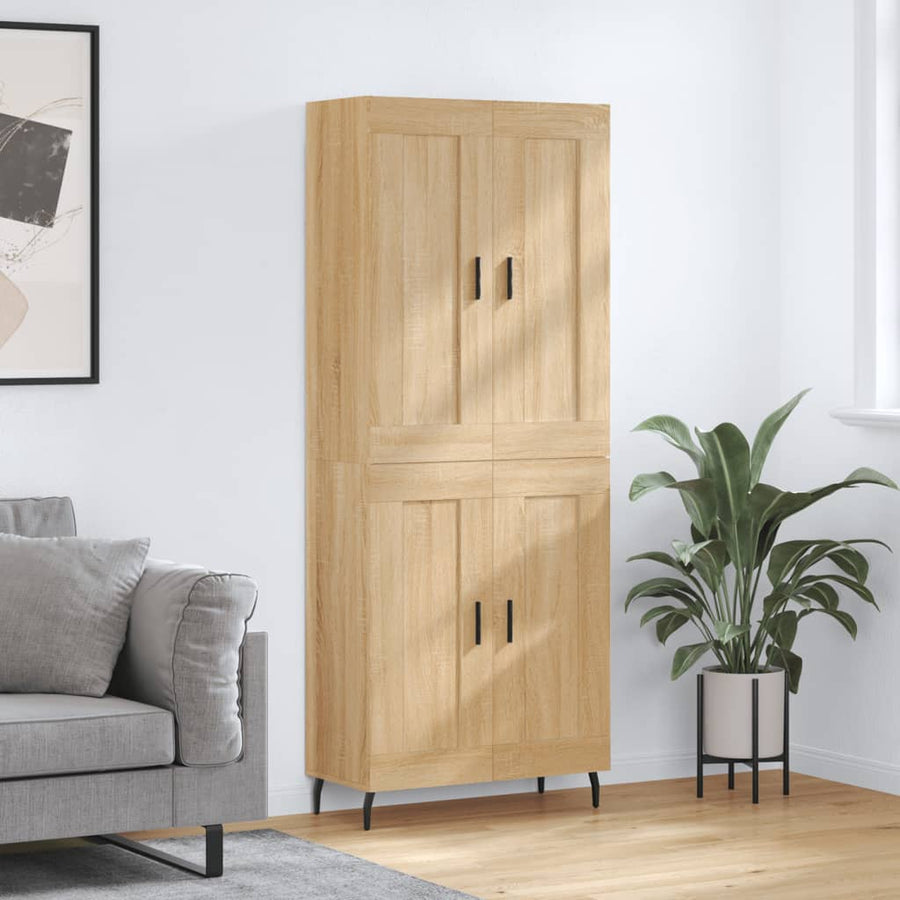 Hoge Kast 69,5X34X80 Cm Bewerkt Hout Kleurig Sonoma eiken 2 houten deuren