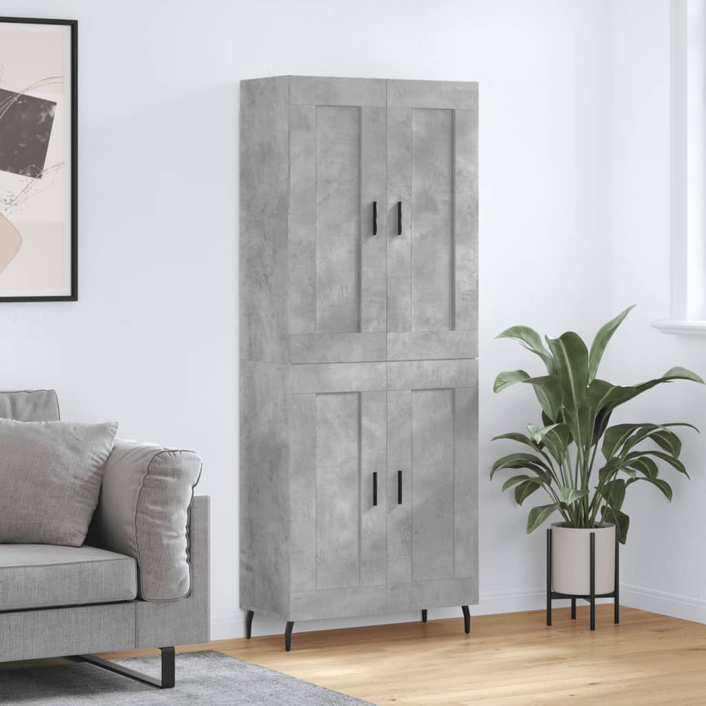 Hoge Kast 69,5X34X180 Cm Bewerkt Hout Betongrijs