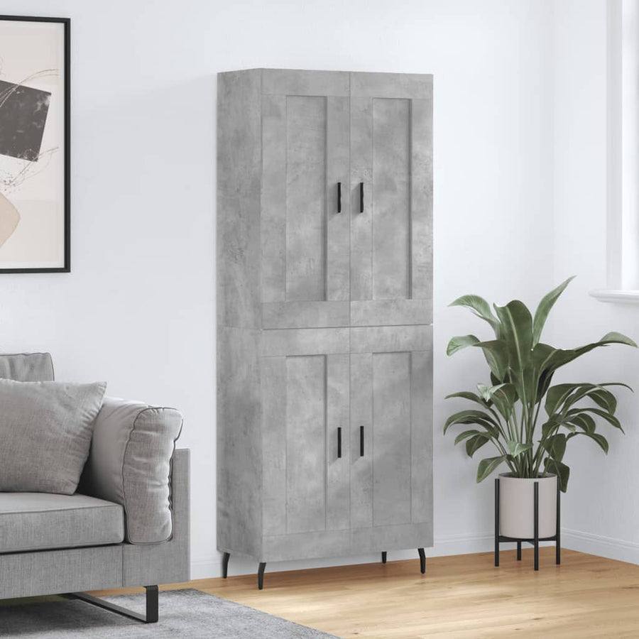 Hoge Kast 69,5X34X180 Cm Bewerkt Hout Betongrijs