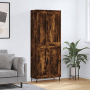Hoge kast 69,5x34x180 cm bewerkt hout gerookt eiken
