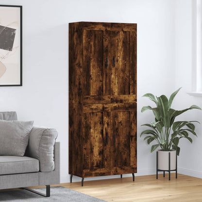 Hoge kast 69,5x34x180 cm bewerkt hout gerookt eikenkleurig