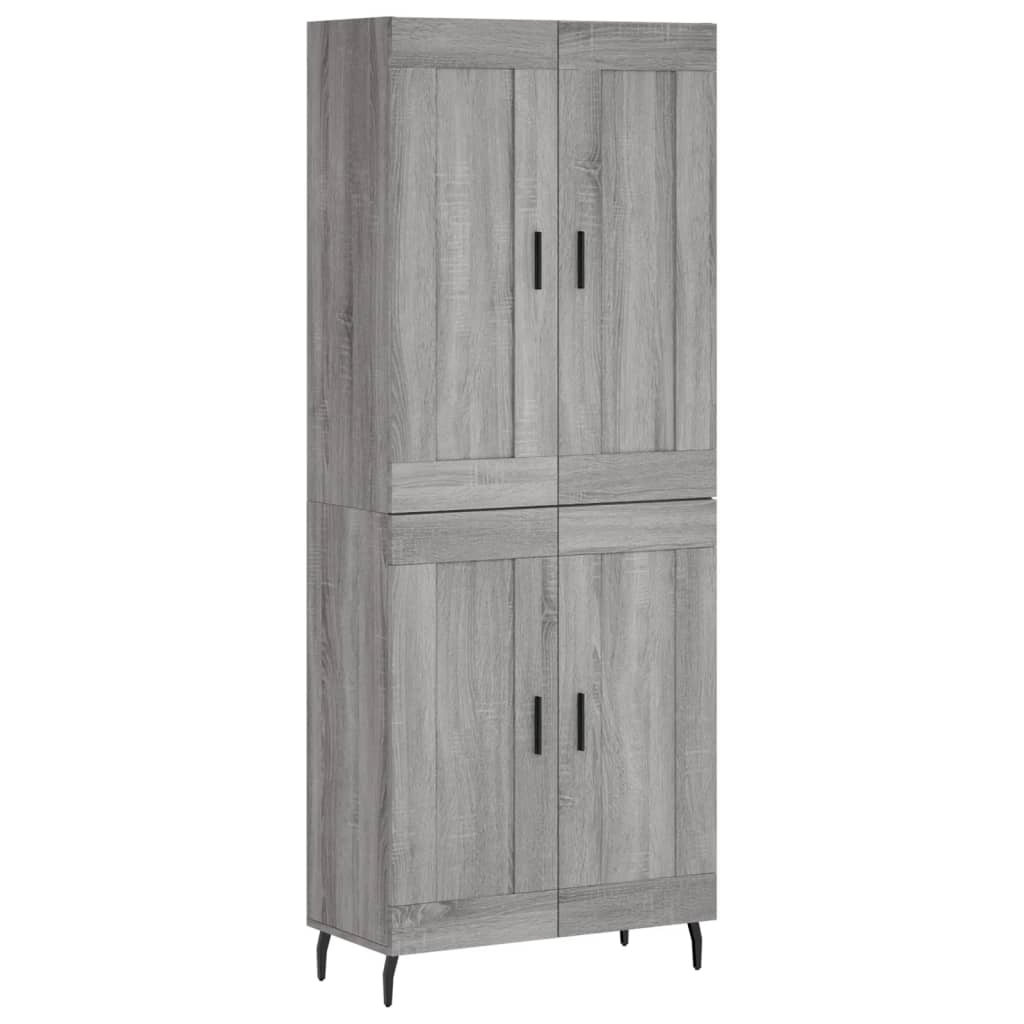 Hoge kast 69,5x34x180 cm bewerkt hout grijs sonoma eikenkleurig