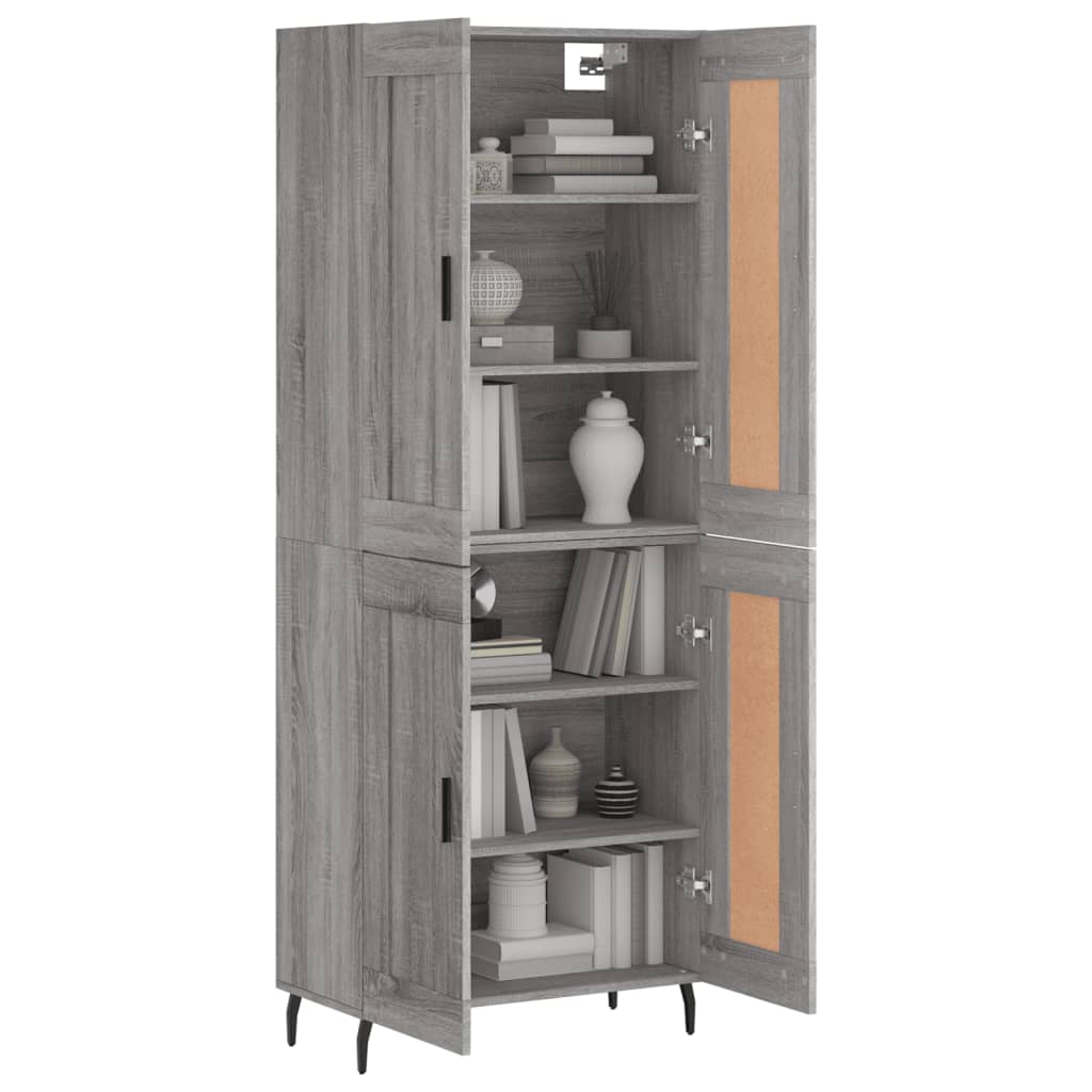Hoge kast 69,5x34x180 cm bewerkt hout grijs sonoma eikenkleurig