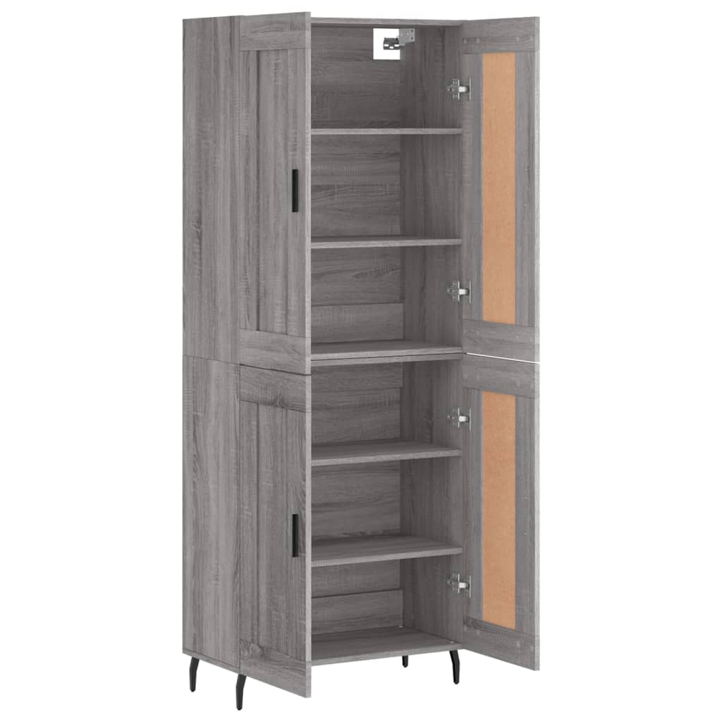 Hoge kast 69,5x34x180 cm bewerkt hout grijs sonoma eikenkleurig