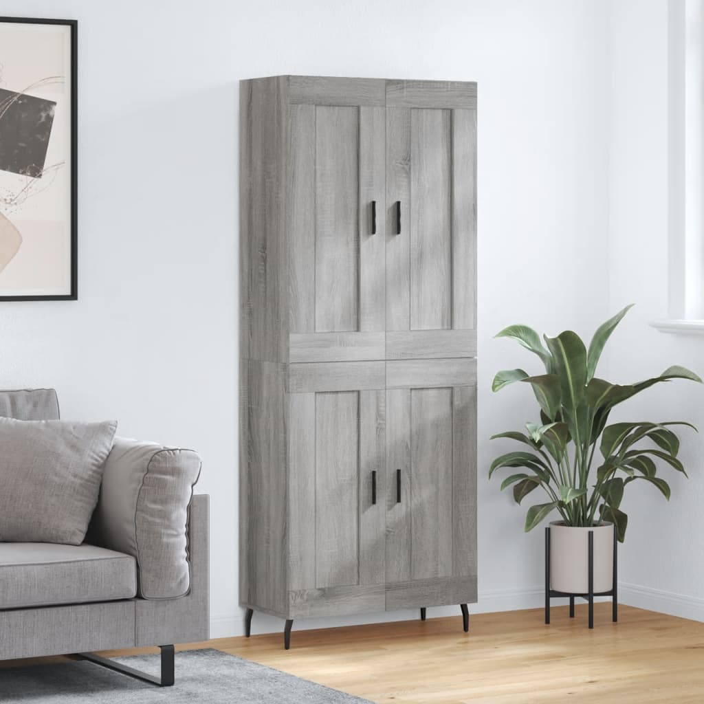 Hoge kast 69,5x34x180 cm bewerkt hout grijs sonoma eikenkleurig