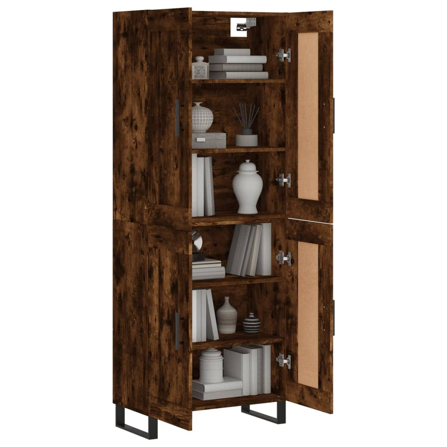 Hoge kast 69,5x34x180 cm bewerkt hout gerookt eikenkleurig