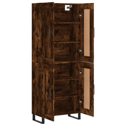 Hoge kast 69,5x34x180 cm bewerkt hout gerookt eikenkleurig
