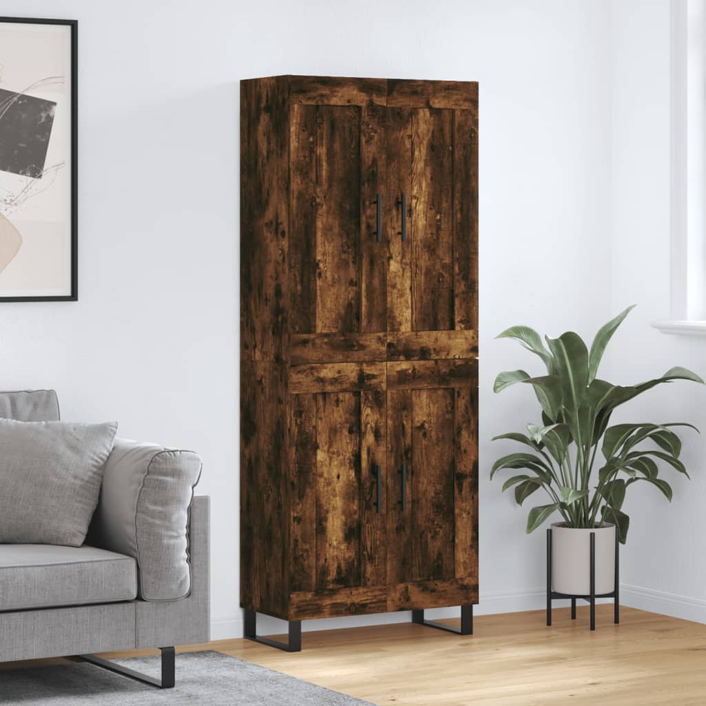 Hoge kast 69,5x34x180 cm bewerkt hout gerookt eikenkleurig