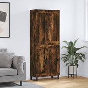 Hoge kast 69,5x34x180 cm bewerkt hout gerookt eiken