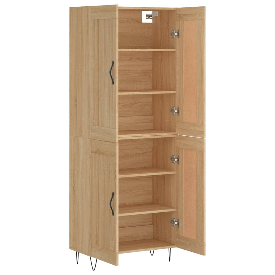 Hoge Kast 69,5X34X180 Cm Bewerkt Hout Kleurig Sonoma eiken