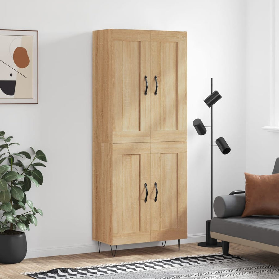 Hoge Kast 69,5X34X180 Cm Bewerkt Hout Kleurig Sonoma eiken