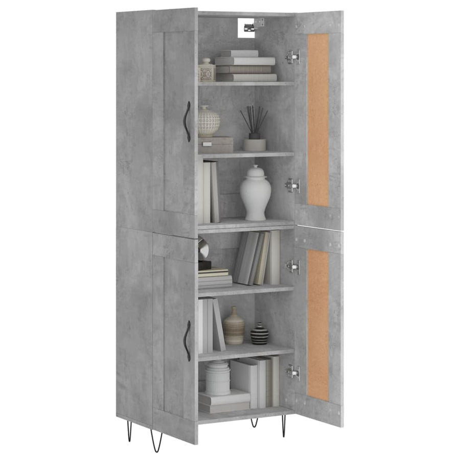 Hoge Kast 69,5X34X180 Cm Bewerkt Hout Betongrijs