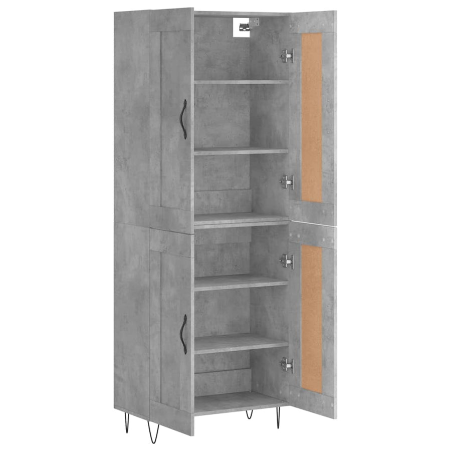 Hoge Kast 69,5X34X180 Cm Bewerkt Hout Betongrijs