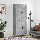 Hoge kast 69,5x34x180 cm bewerkt hout betongrijs