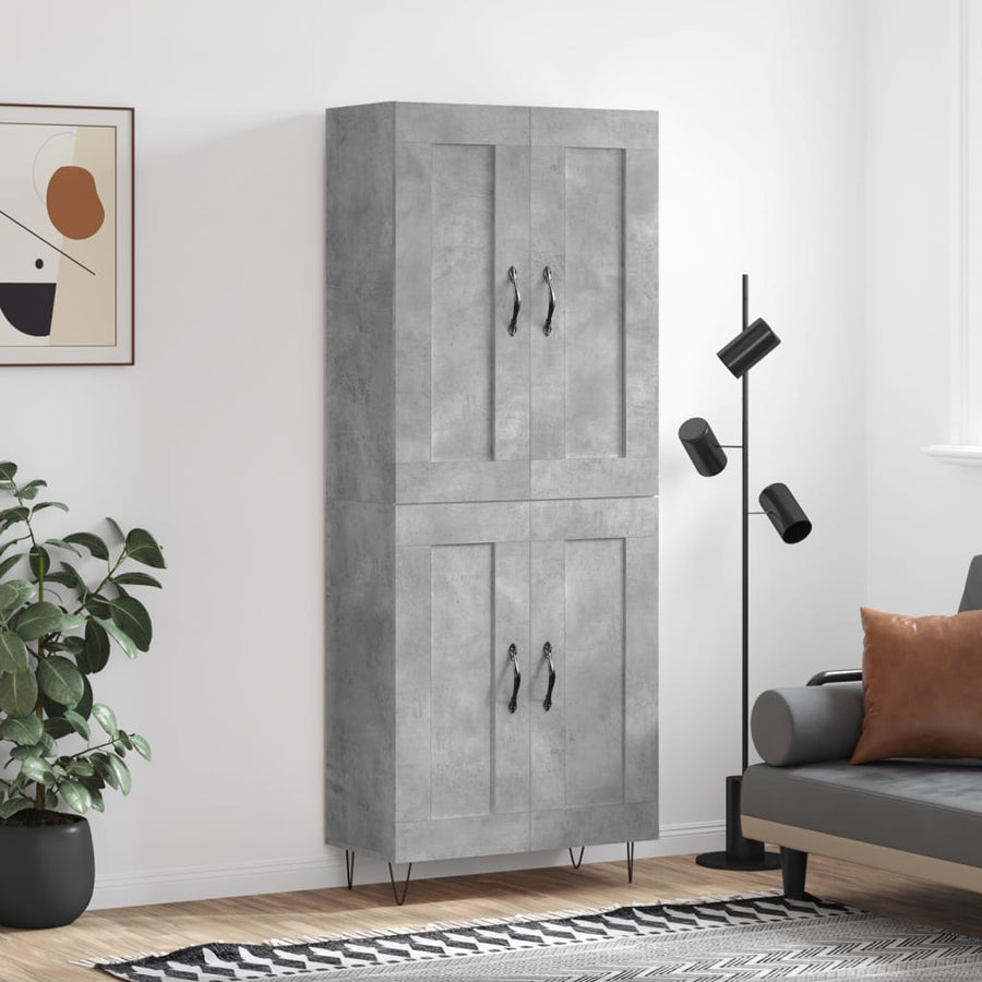 Hoge Kast 69,5X34X180 Cm Bewerkt Hout Betongrijs
