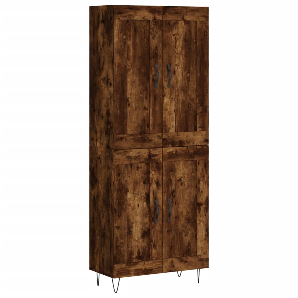 Hoge Kast 69,5X34X80 Cm Bewerkt Hout Kleurig Gerookt eiken 2 houten deuren