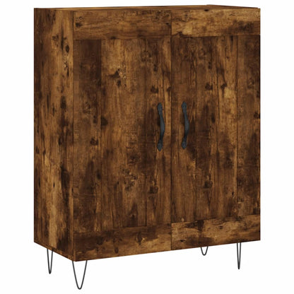 Hoge Kast 69,5X34X80 Cm Bewerkt Hout Kleurig Gerookt eiken 2 houten deuren