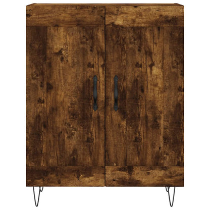 Hoge Kast 69,5X34X80 Cm Bewerkt Hout Kleurig Gerookt eiken 2 houten deuren