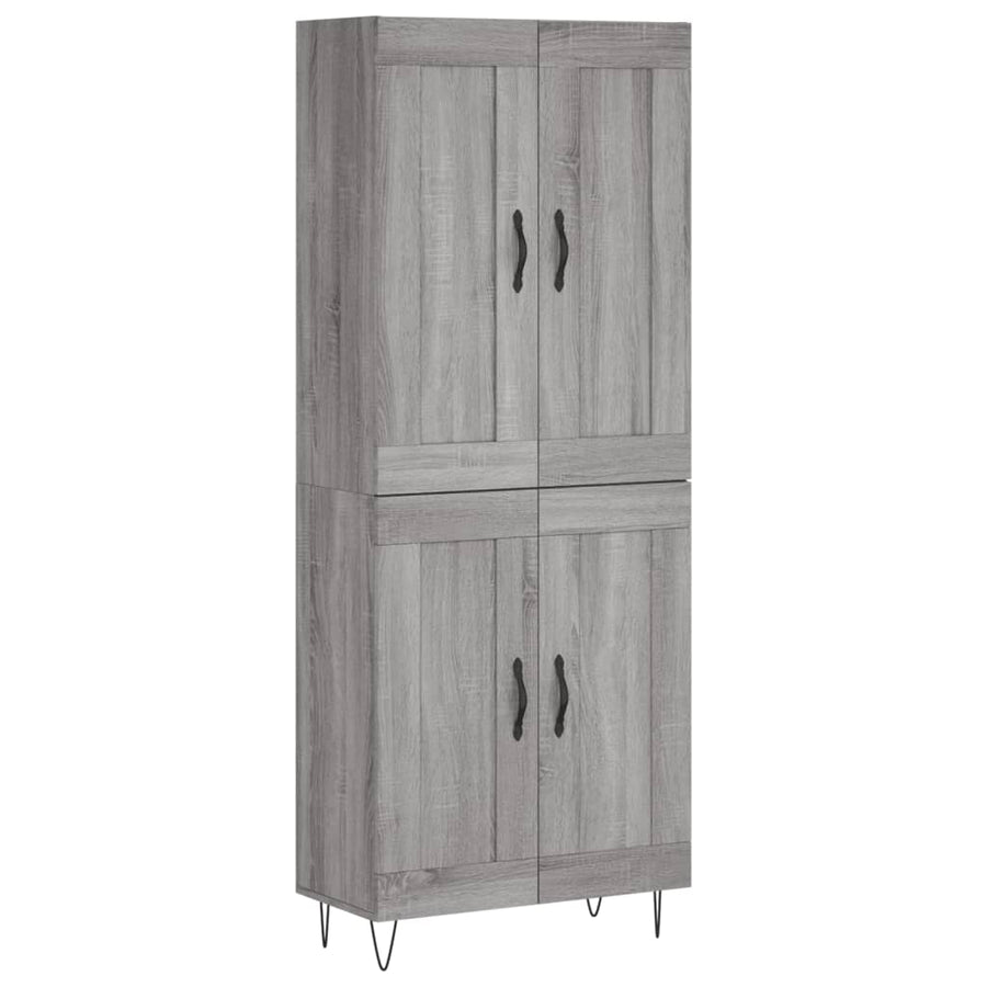 Hoge Kast 69,5X34X180 Cm Bewerkt Hout Grijs Sonoma Eikenkleurig 2 houten deuren