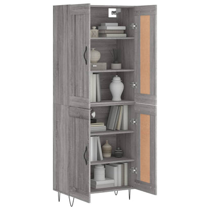Hoge Kast 69,5X34X180 Cm Bewerkt Hout Grijs Sonoma Eikenkleurig 2 houten deuren