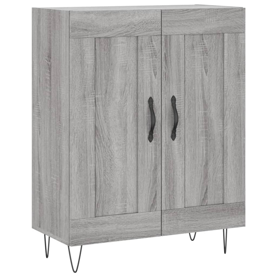 Hoge Kast 69,5X34X180 Cm Bewerkt Hout Grijs Sonoma Eikenkleurig 2 houten deuren