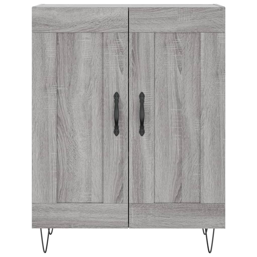 Hoge Kast 69,5X34X180 Cm Bewerkt Hout Grijs Sonoma Eikenkleurig 2 houten deuren